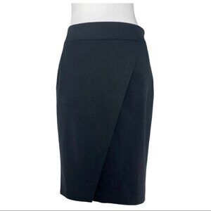 Magaschoni Collection Women's NWT Black Old Money Wrap Pencil Skirt 8/W30